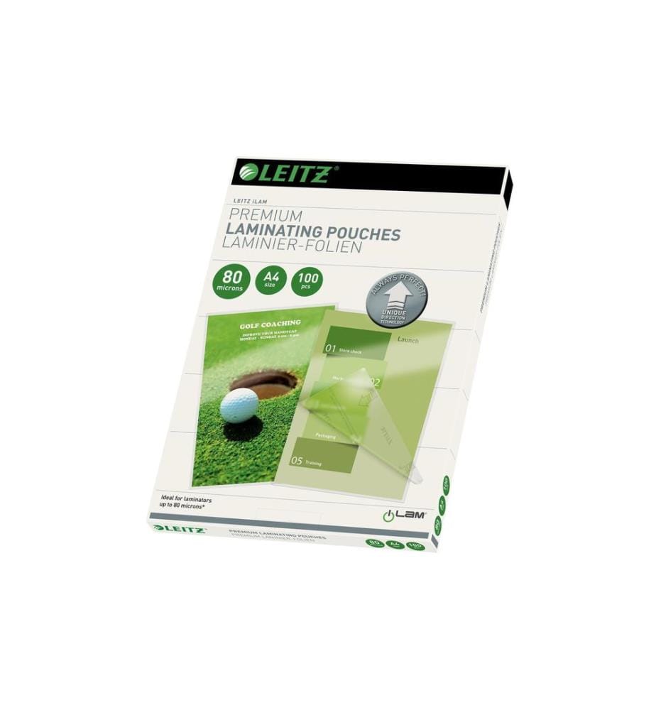 LEITZ - Laminierfolie Premium A4, 80 µm, 100 Stück, Glänzend