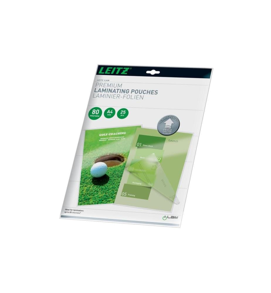 LEITZ - Laminierfolie Premium A4, 80 µm, 25 Stück, Glänzend
