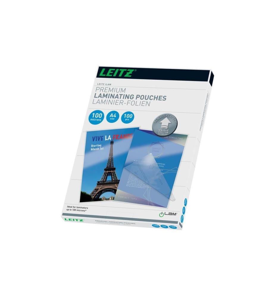 LEITZ - Laminierfolie Premium A4, 100 µm, 100 Stück, Glänzend