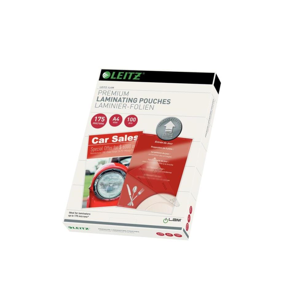 LEITZ - Laminierfolie Premium A4, 175 µm, 100 Stück, Glänzend