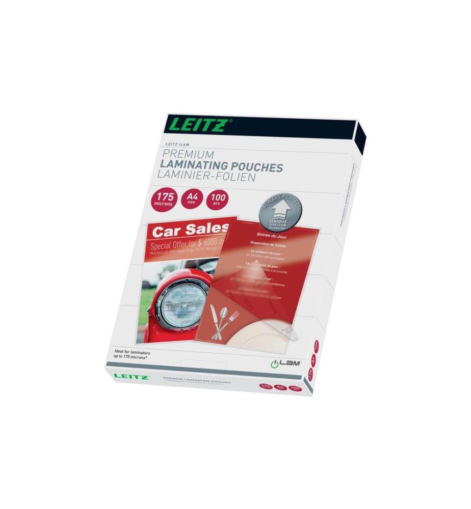 LEITZ - Laminierfolie Premium A4, 175 µm, 100 Stück, Glänzend