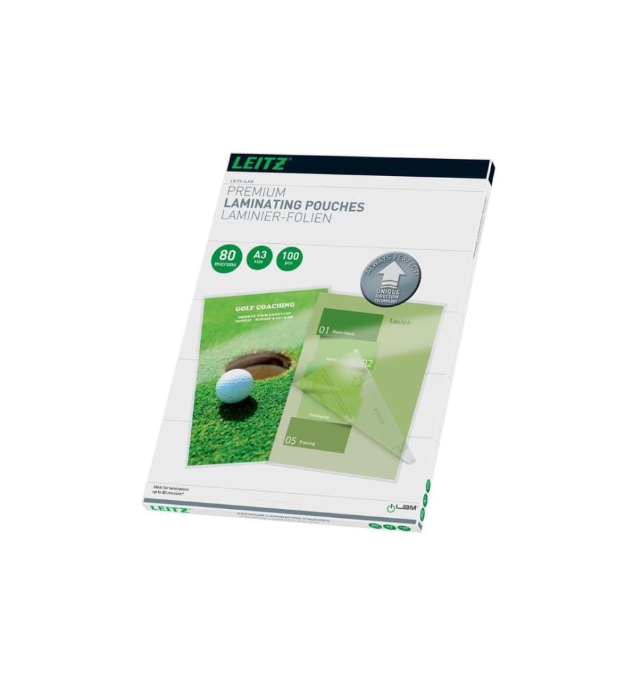 LEITZ - Laminierfolie Premium A3, 80 µm, 100 Stück, Glänzend