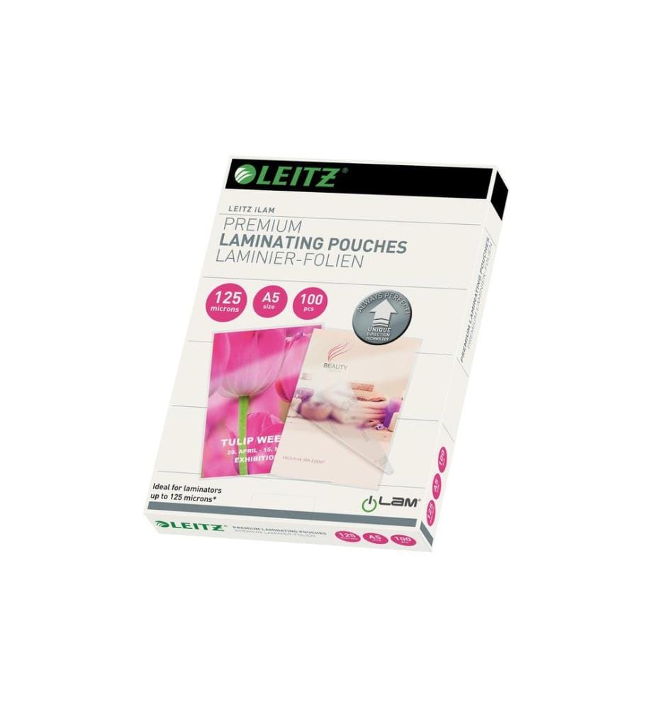 LEITZ - Laminierfolie Premium A5, 125 µm, 100 Stück, Glänzend
