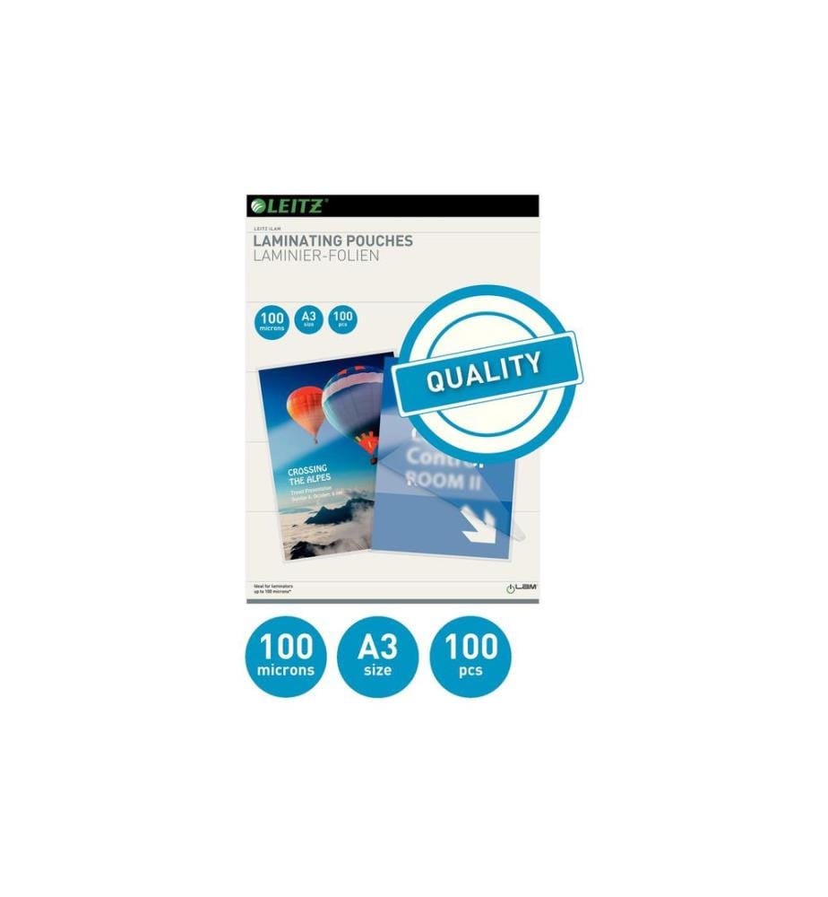 LEITZ - Laminierfolie A3, 100 µm, 100 Stück, Glänzend