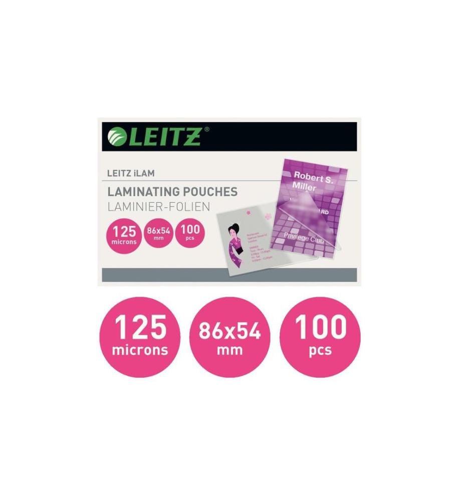 LEITZ - Laminierfolie 54 x 86 mm, 125 µm, 100 Stück, Glänzend