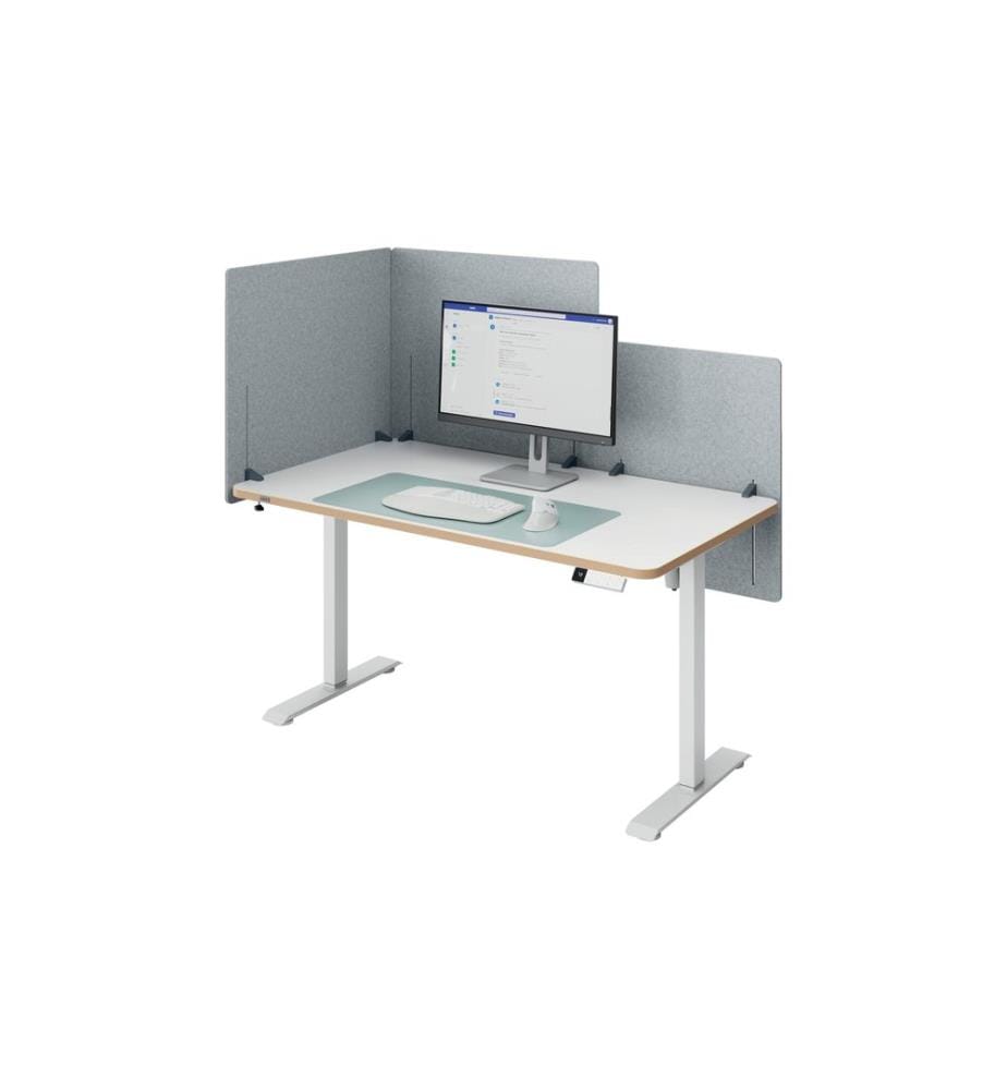 LEITZ - Séparation de table Ergo réglable en hauteur 80 x 70 cm Tissu Gris