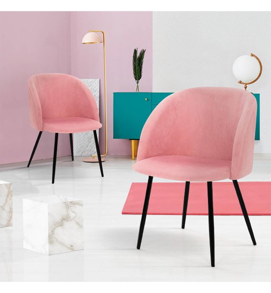 Lot de 2 Chaises Nina 52 x 60 x 79 cm - Rose & Noir