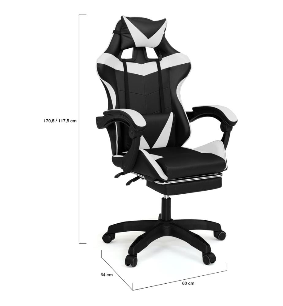 Sedia da Ufficio 63 x 62 x 114-124 cm - Bianco e Nero