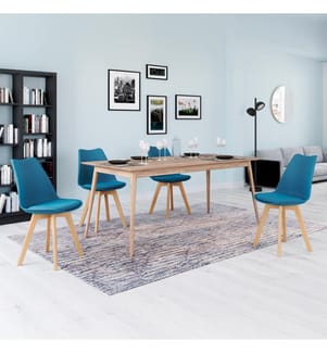Lot de 4 Chaises Nordia 46 x 51 x 79.5 cm - Bleu & Brun