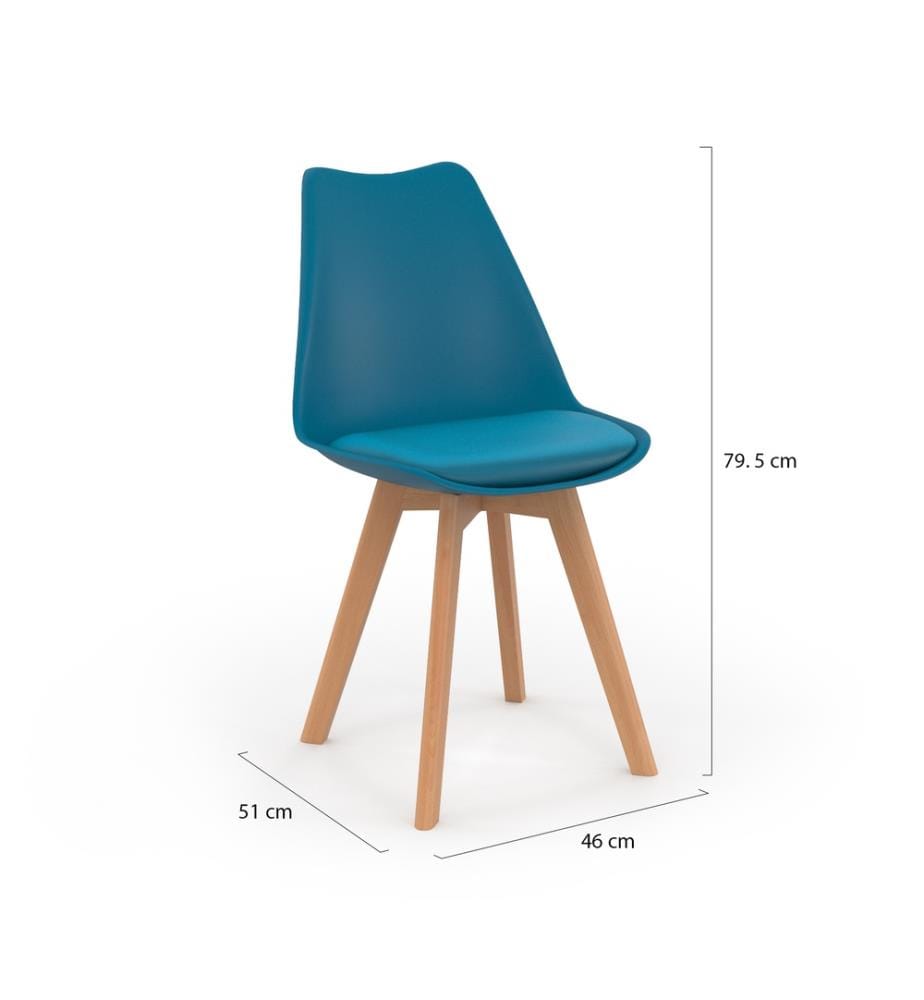 Lot de 4 Chaises Nordia 46 x 51 x 79.5 cm - Bleu & Brun