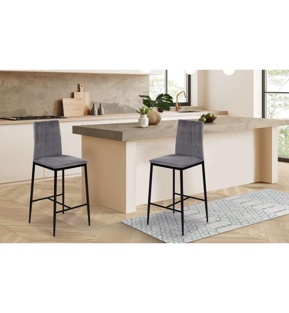 Lot de 2 Tabourets de Bar Jade 43 x 46.5 x 100 cm - Gris Foncé