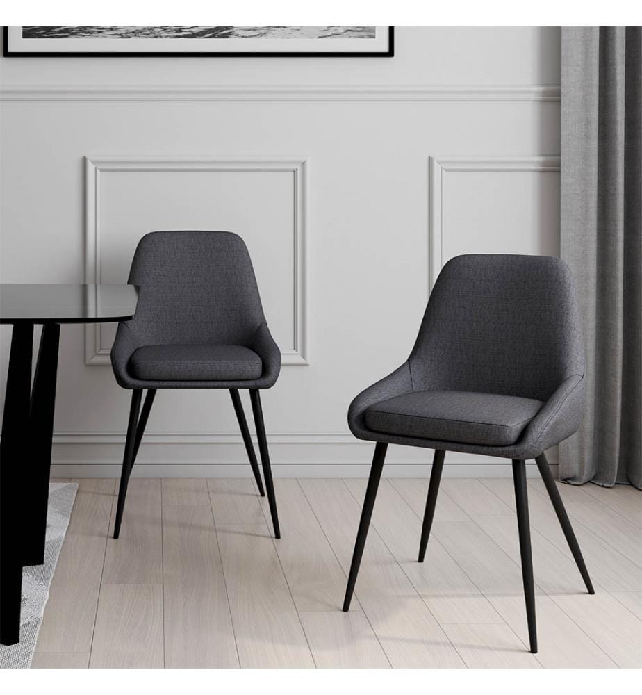 2er-Set Stühle Ornella 47.5 x 54 x 79 cm - Dunkelgrau & Schwarz