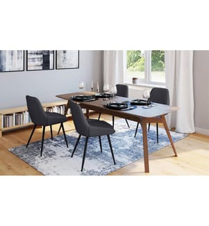 Lot de 4 Chaises Ornella assise tissu gris foncé et pieds métal noirs