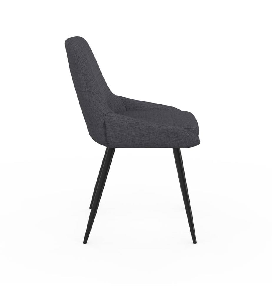 Lot de 4 Chaises Ornella assise tissu gris foncé et pieds métal noirs