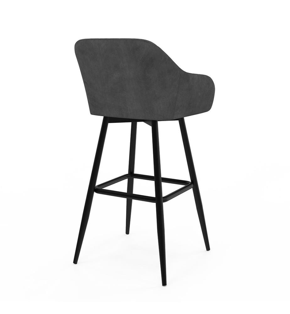 Lot de 2 Tabourets de Bar Ariana avec Accoudoirs - Gris Foncé et Noir