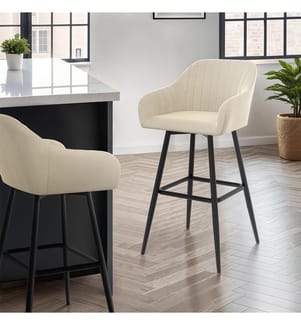 Lot de 2 Tabourets de Bar Ariana avec Accoudoirs - Crème et Noir