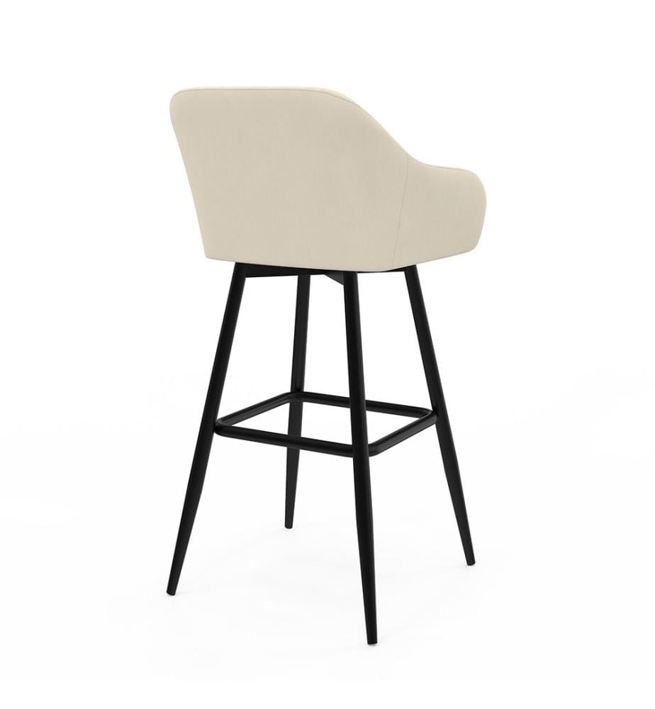Lot de 2 Tabourets de Bar Ariana avec Accoudoirs - Crème et Noir