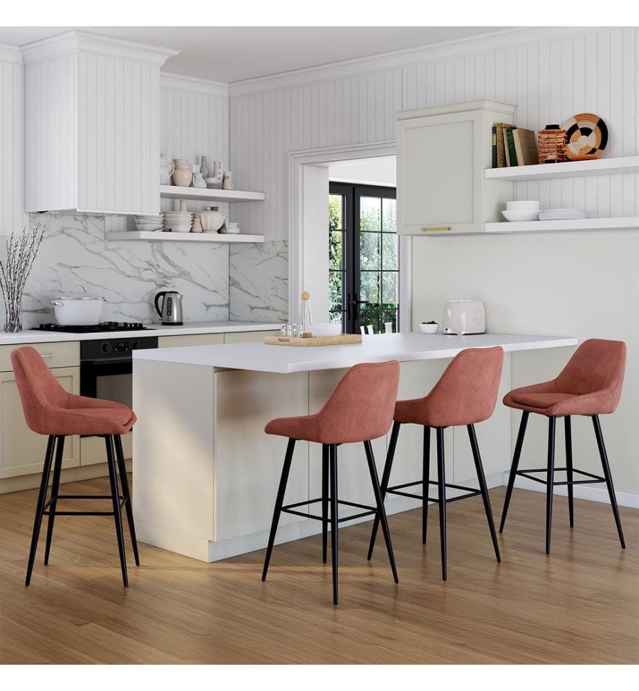 Lot de 4 tabourets de bar Olivia - Terracotta
