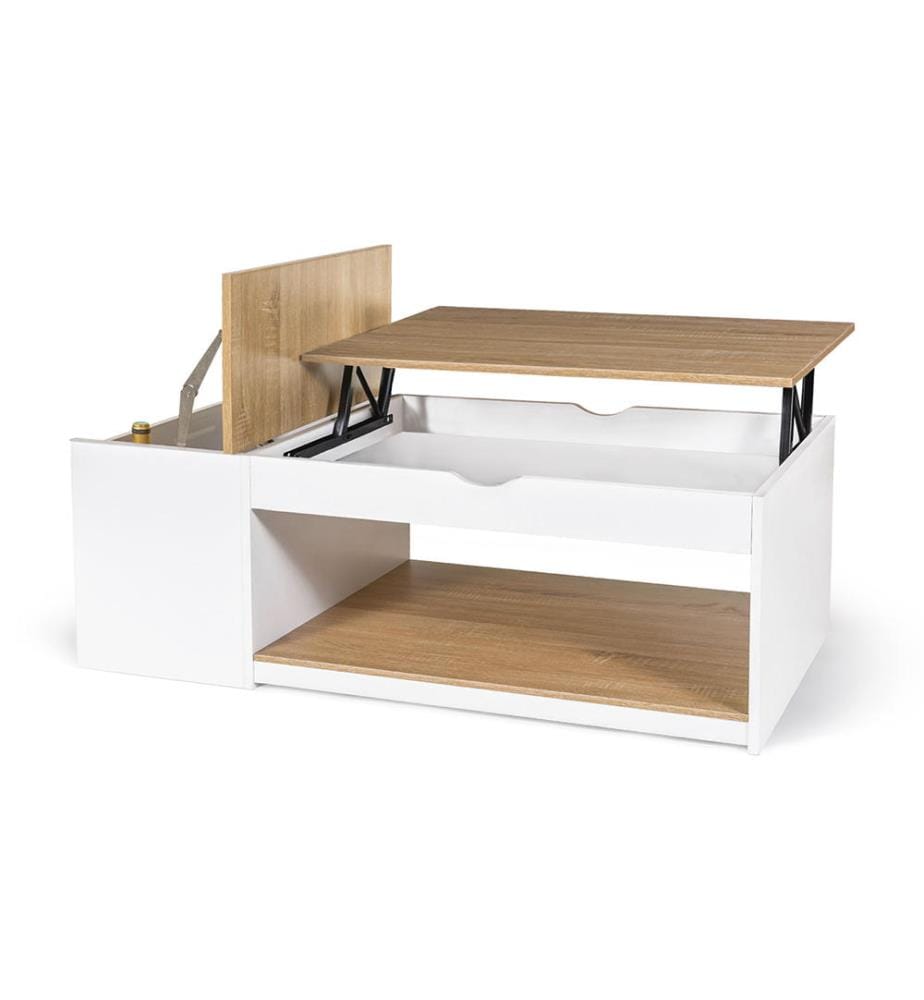 Table Basse Elina 110 x 60 x 45 cm - Bois & Blanc