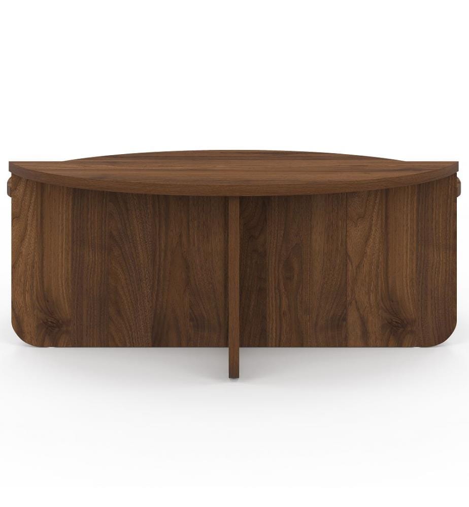 2er-Set asymmetrischer runder Couchtische – Nussbaum