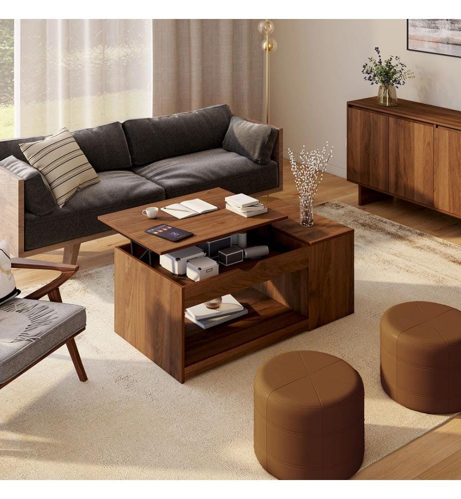 Table basse relevable Elina - Noyer