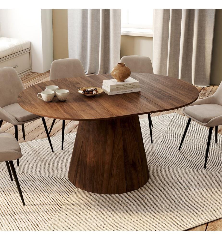 Table à manger ronde extensible Elvis - Noyer