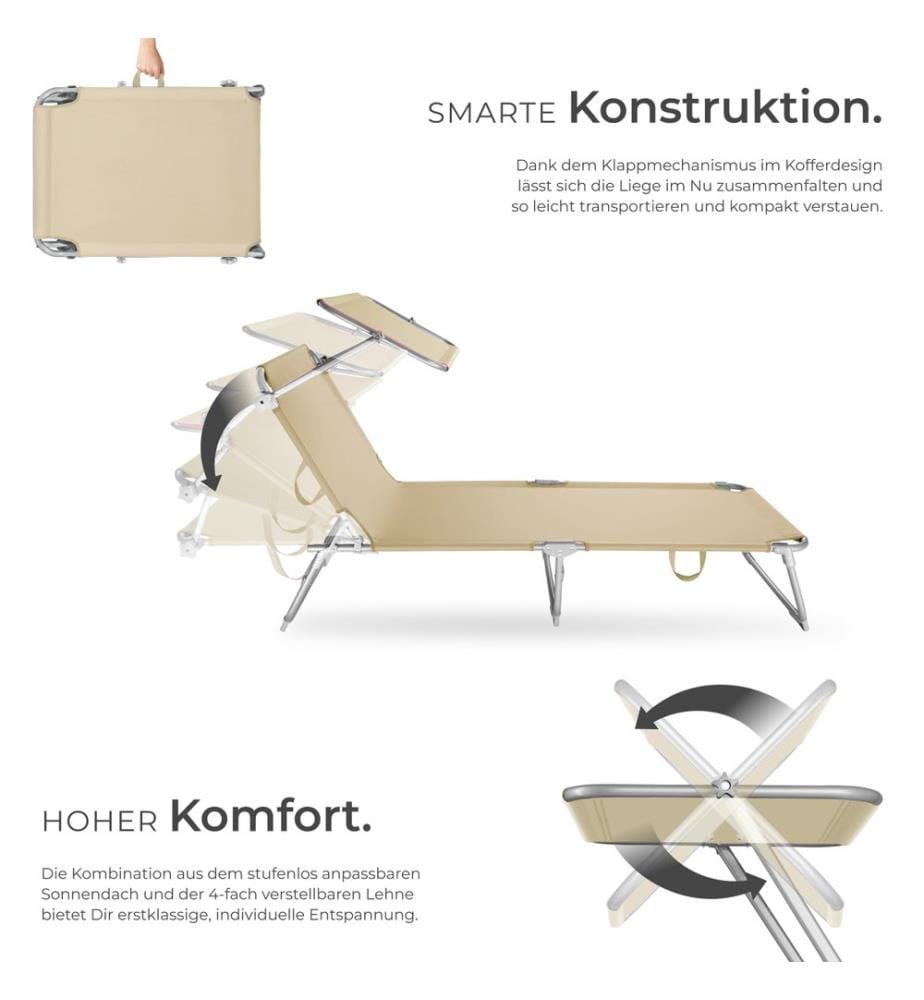 Gartenliege 4-stufig - beige