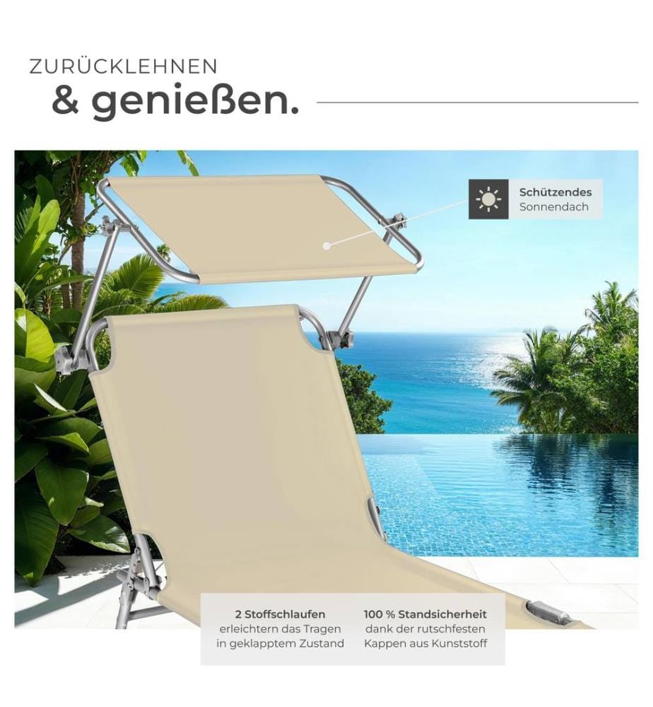 Gartenliege 4-stufig - beige