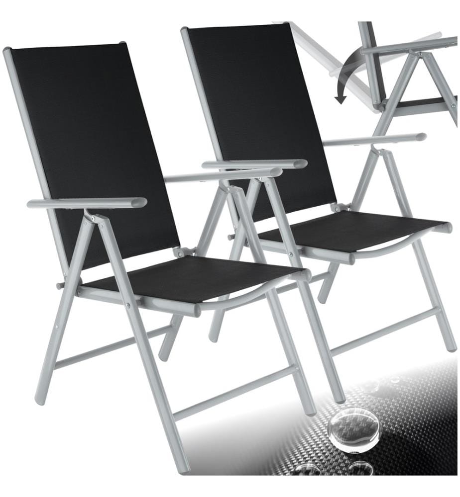 Lot de chaises de jardin pliantes en aluminium - argent, Lot de 2