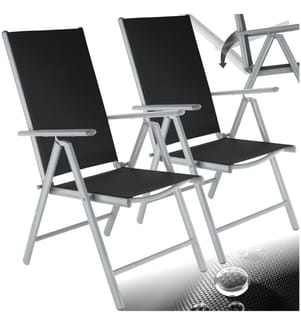 Sedie da giardino in alluminio pieghevoli - argento, Set di 2