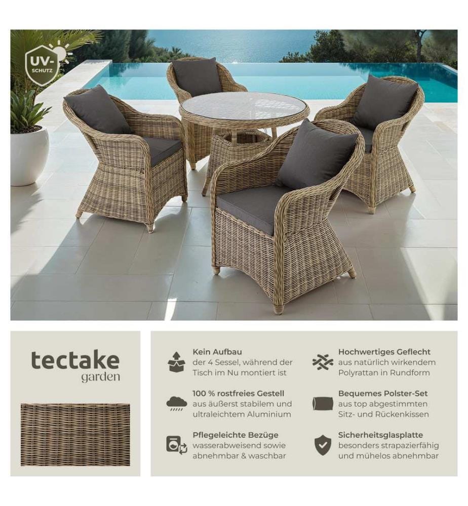 Aluminium Rattan Sitzgruppe Zürich 41 - natur
