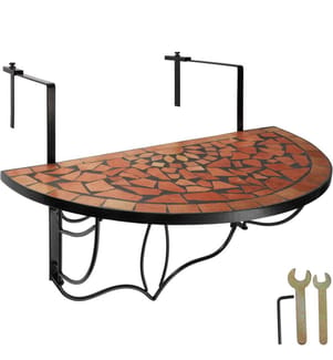 Balkontisch zum Einhängen mit Mosaikmuster klappbar 75x65x62 cm - terracotta