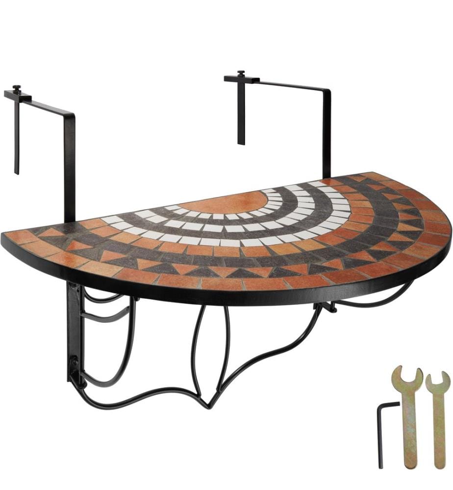 Table de balcon rabattable 75 x 65 x 62 cm - terre cuiteblanc