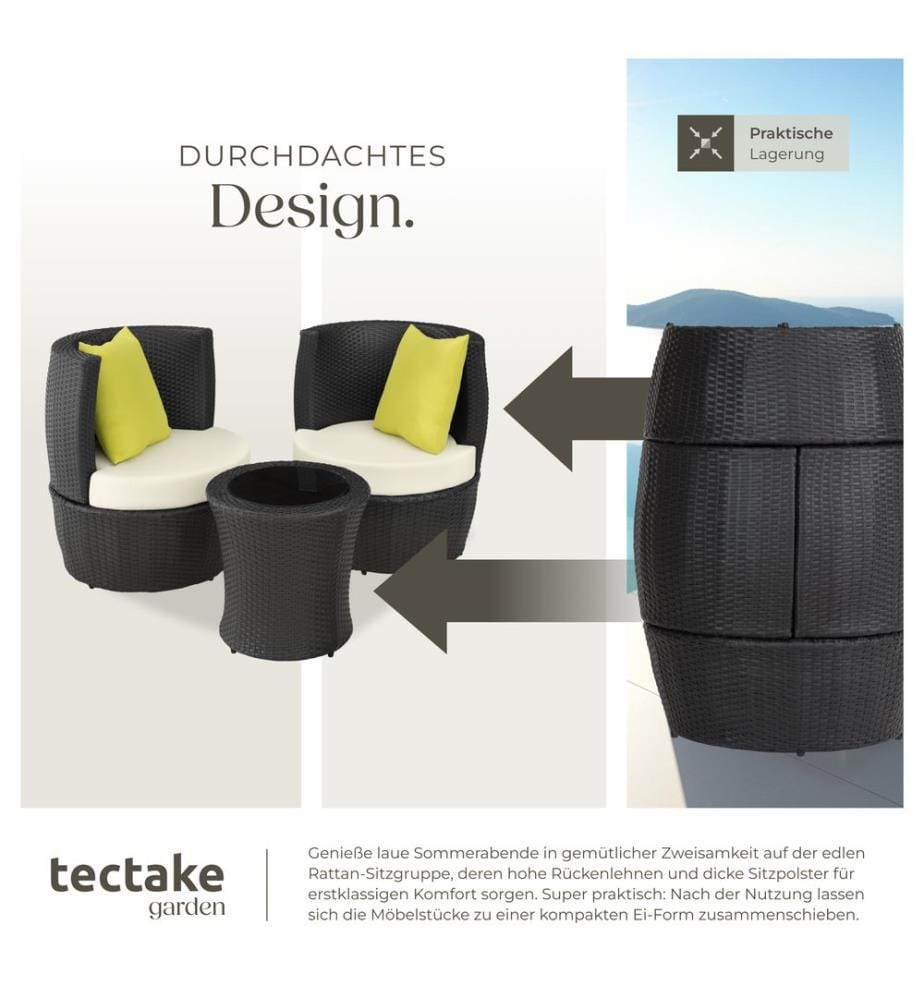 Aluminium Rattan Sitzgruppe Nizza 211 - schwarz