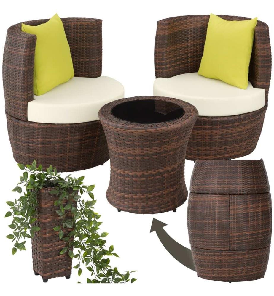 Salottino in rattan e alluminio Nizza 211 - neromarrone