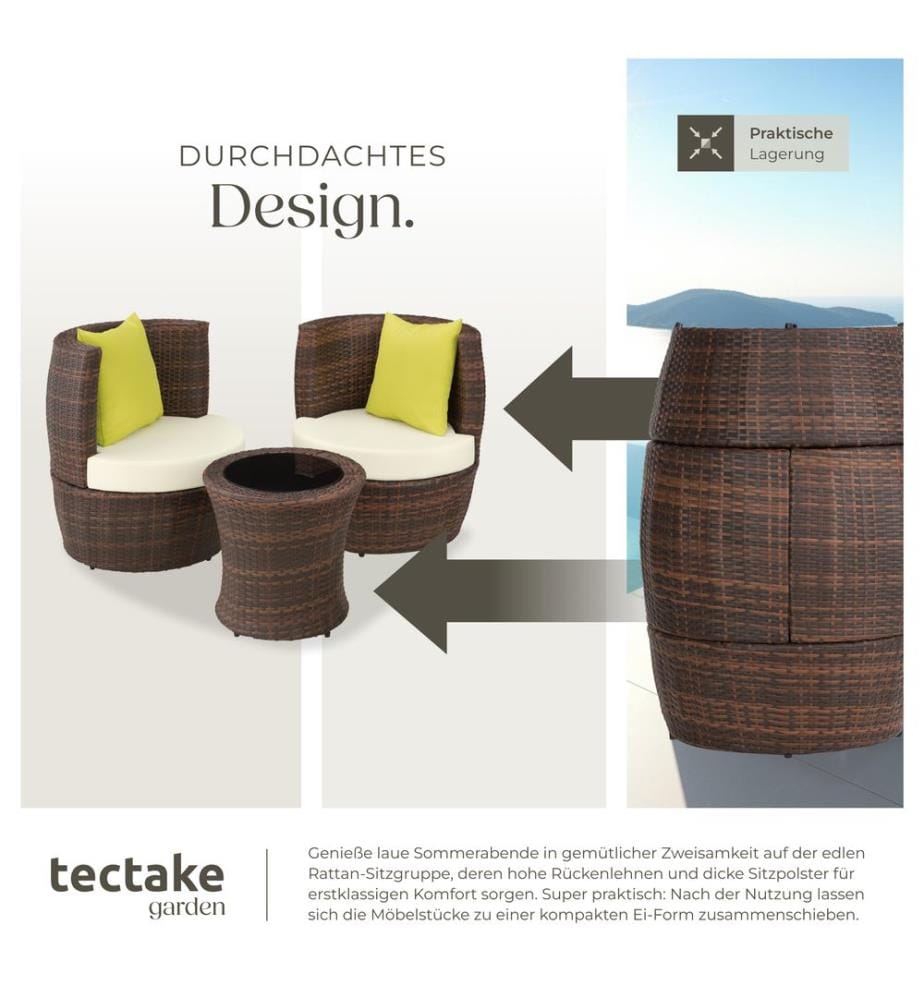 Salottino in rattan e alluminio Nizza 211 - neromarrone