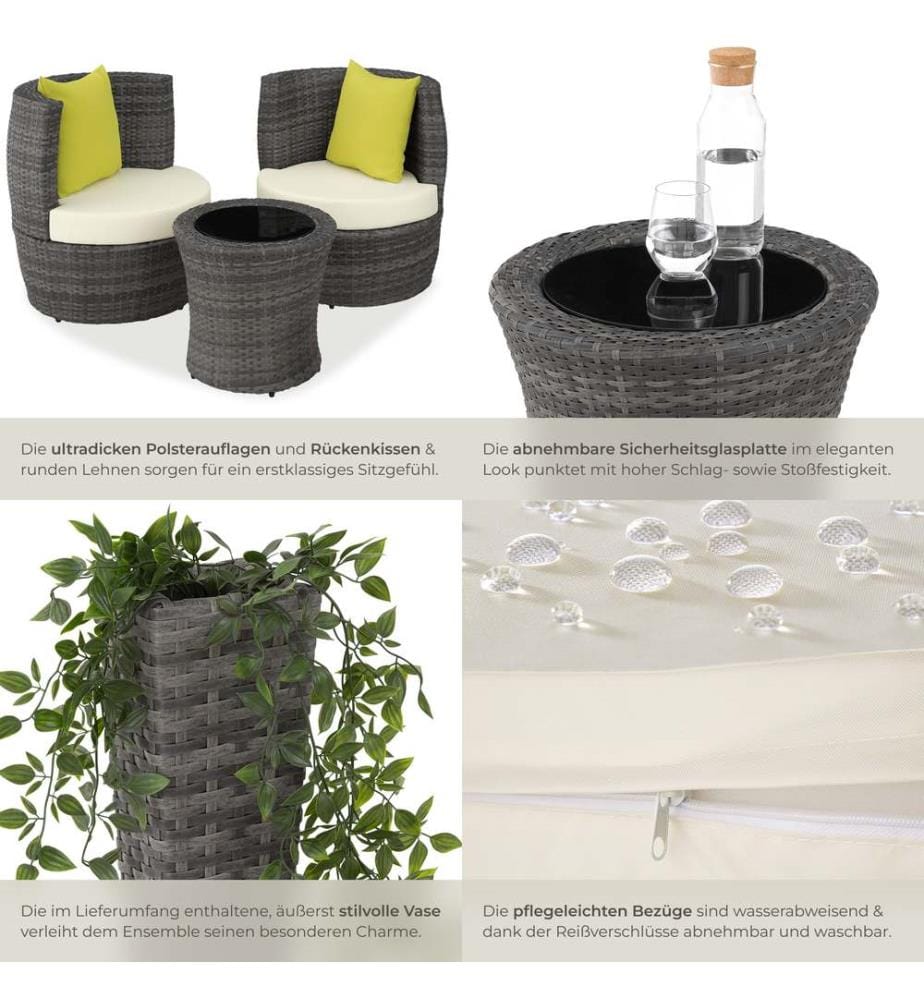 Aluminium Rattan Sitzgruppe Nizza 211 - grau