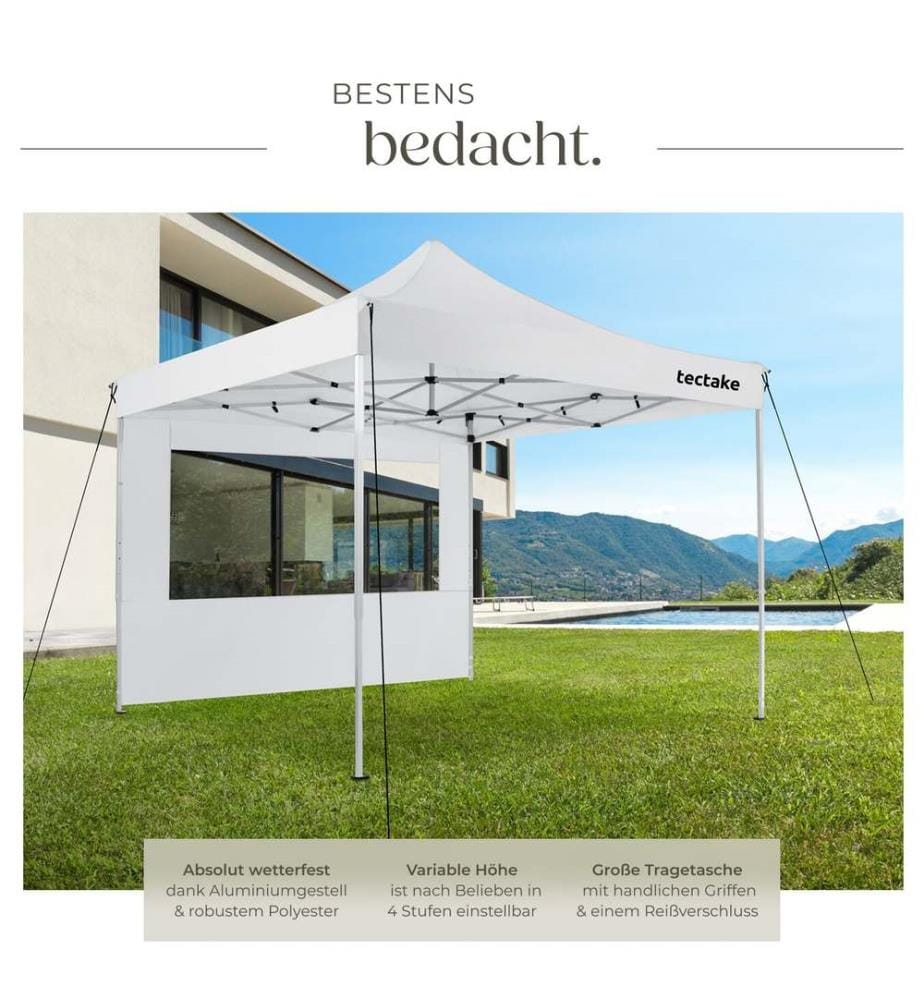 Faltbarer Garten Pavillon 3x3m mit 4 Seitenteilen - weiss