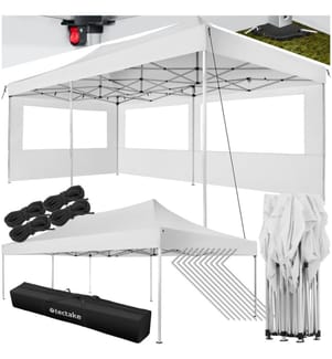 Faltbarer Garten Pavillon 3x6m mit 2 Seitenteilen - weiss