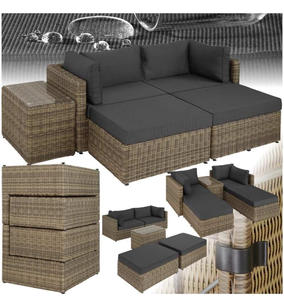 Rattan Lounge mit Aluminiumgestell San Domino - natur