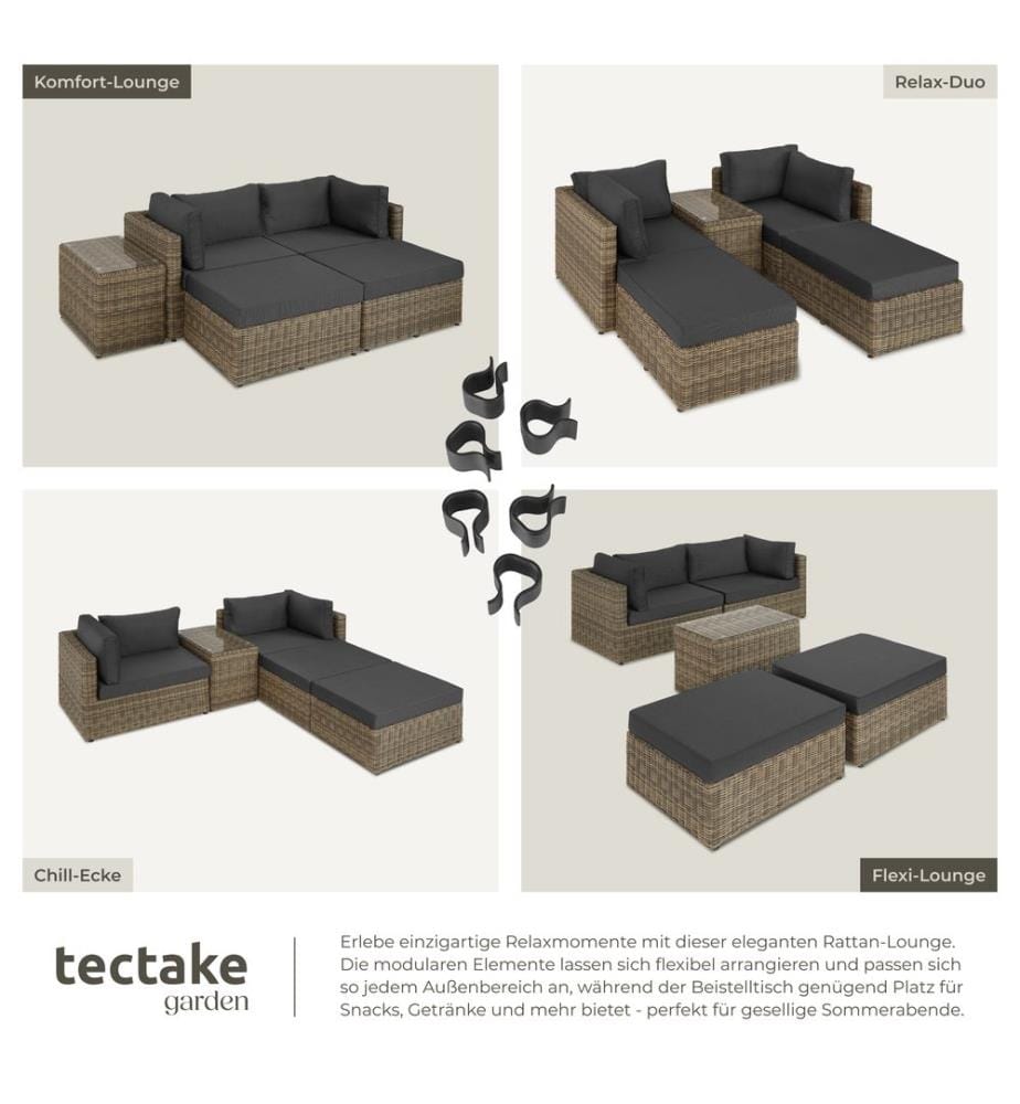 Rattan Lounge mit Aluminiumgestell San Domino - natur