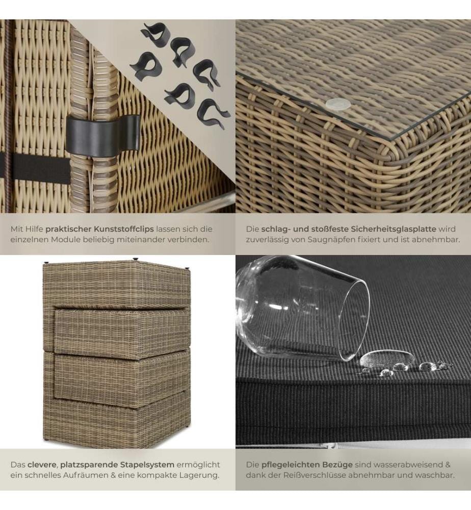 Rattan Lounge mit Aluminiumgestell San Domino - natur