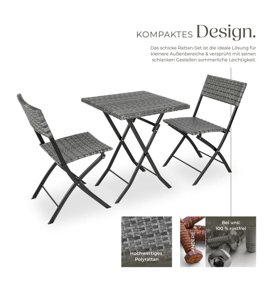Rattan Balkonset Trevi - grau