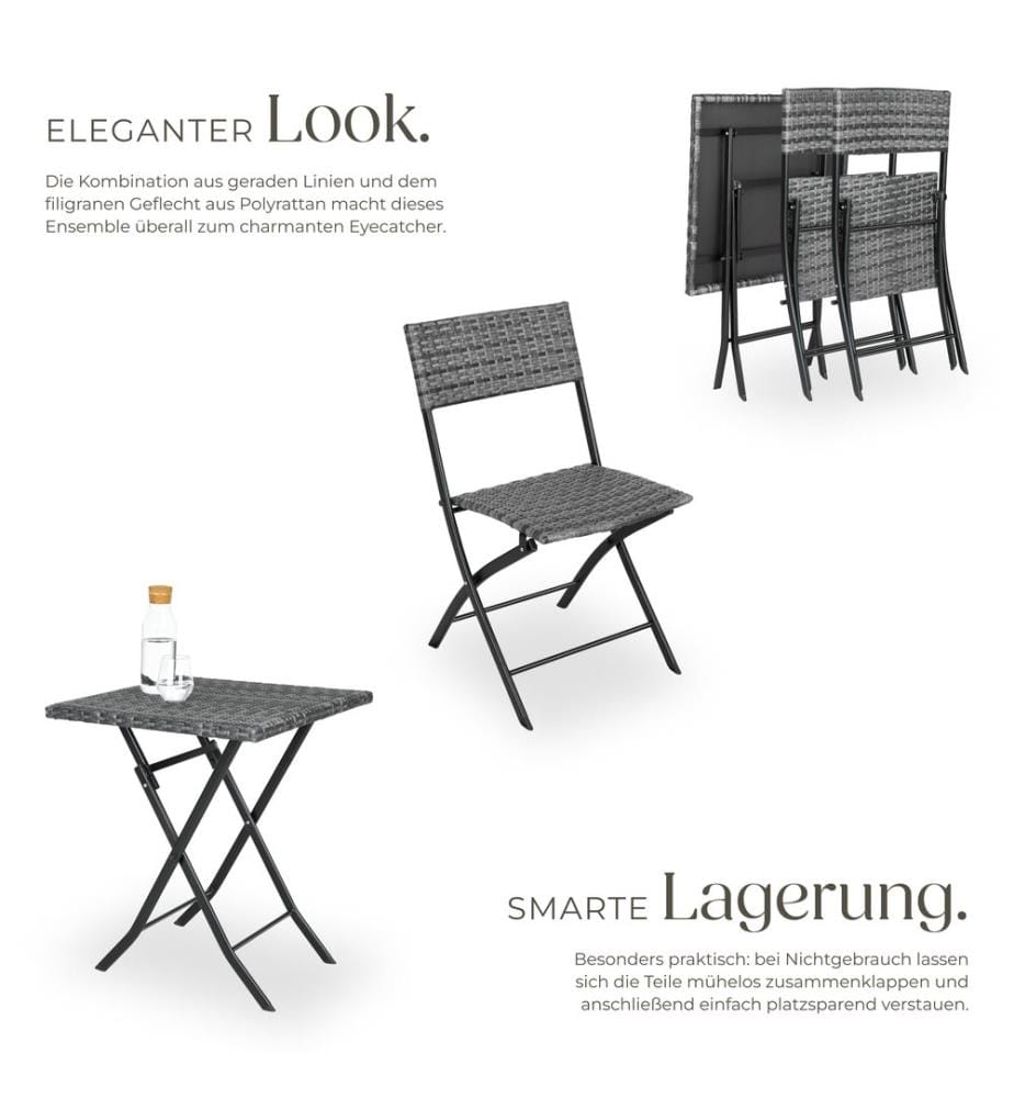 Rattan Balkonset Trevi - grau
