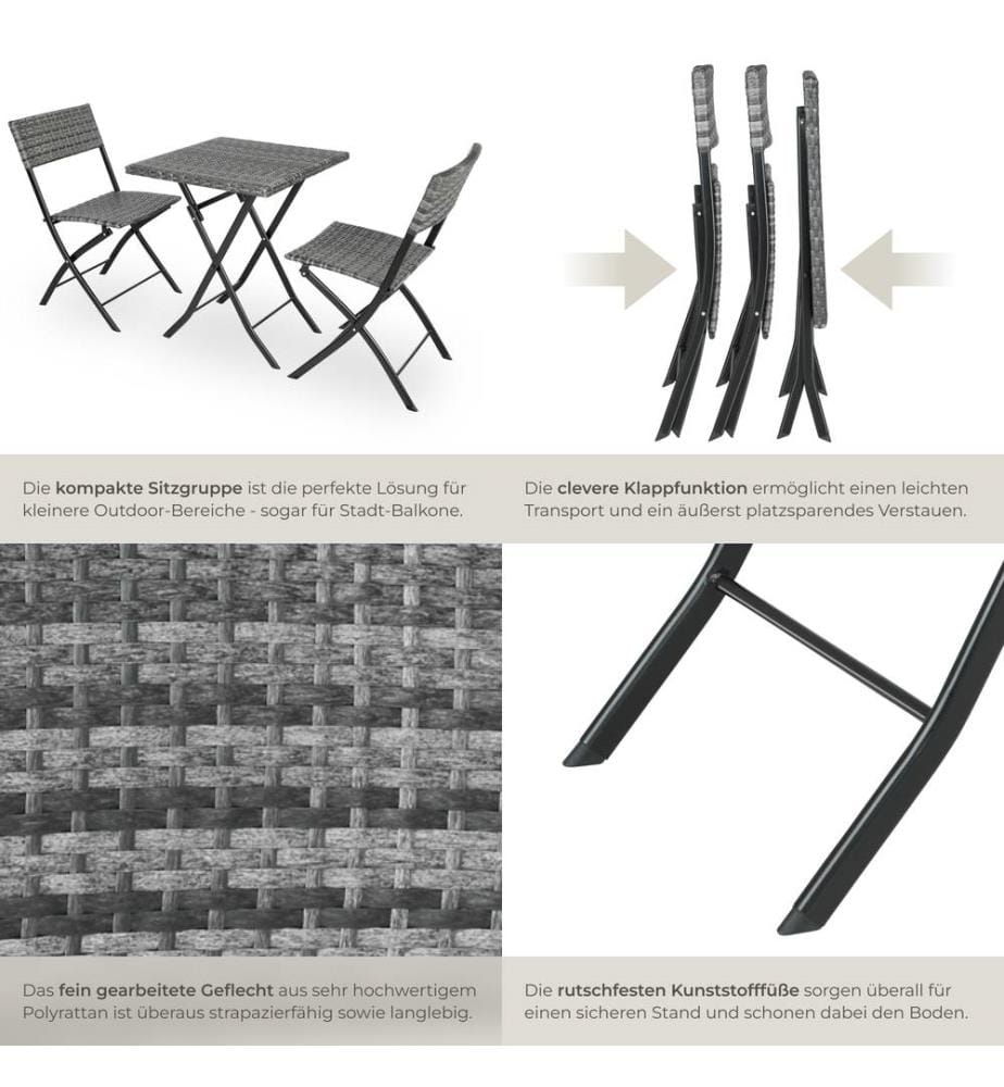 Rattan Balkonset Trevi - grau