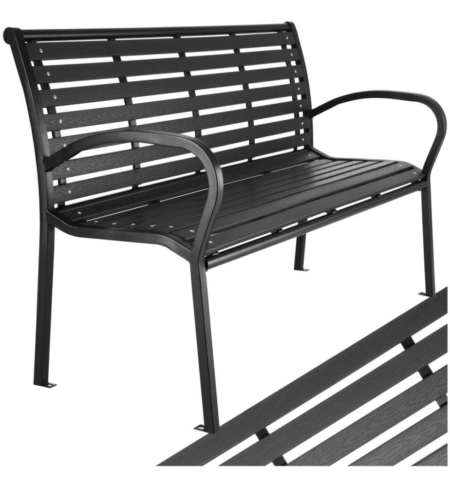 Gartenbank Pino 3-Sitzer 126x62x81,5 cm - schwarz