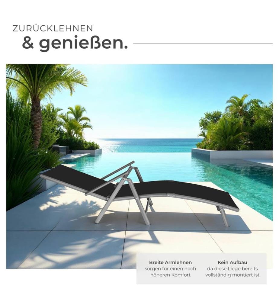 Gartenliege Marisol aus Aluminium, 7-stufig - dunkelgrau