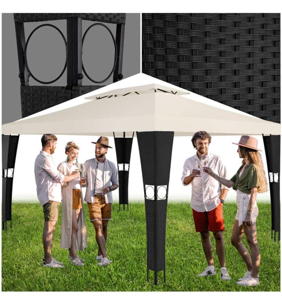 Gazebo da giardino in rattan Mona 3x4m - nerocrema