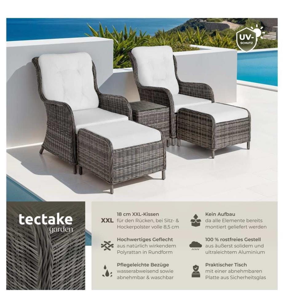 Aluminium Rattan Sitzgruppe Benissa 22 - grau