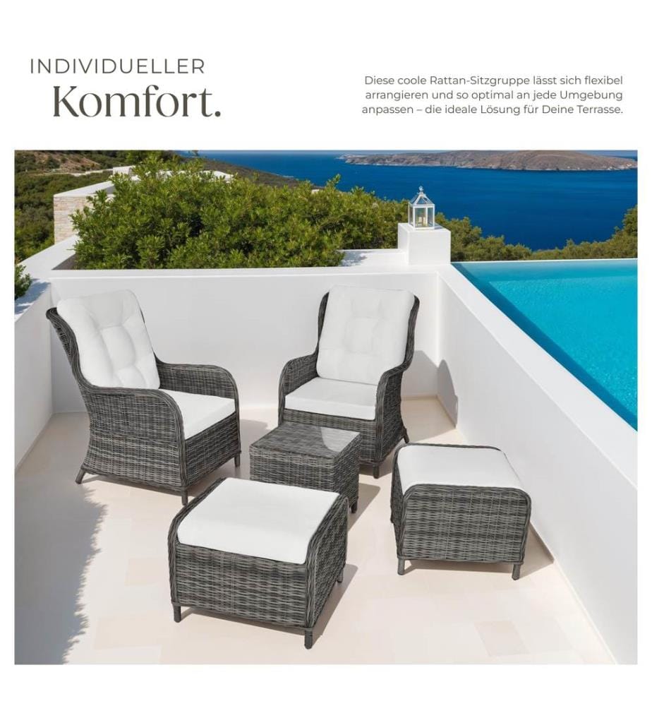 Aluminium Rattan Sitzgruppe Benissa 22 - grau